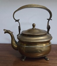 Vintage Brass Teapot  with dragon spout standing on four paws