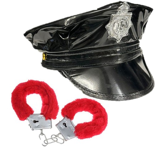Leather police hat - leather,