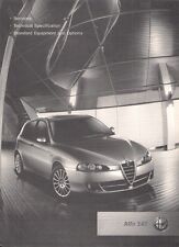 Alfa Romeo 147 Specifications 2007-09 UK Market Brochure Turismo Lusso Q2