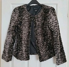 Next Faux Fur Bolero Jacket 14 Made for Me Long Sleeve Grey Brown Black