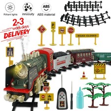 Remote Electric Train Toy Steam Locomotive Carriages Set with Sound&Light&Spray