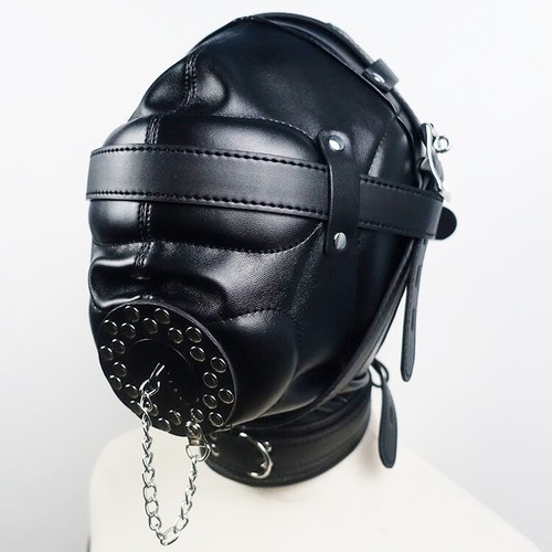 Leather blindfold head - leather,