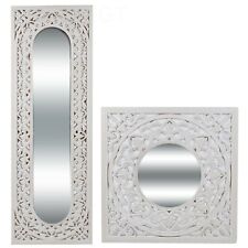 Large White Mirror Wooden Frame Baroque Design Wall Hanging Ornate Framed Decor