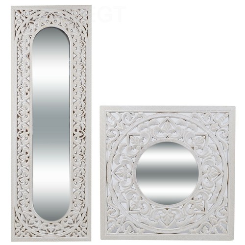 Large white mirror wooden - white,