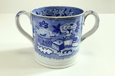 1810 - 1815 • STAFFORDSHIRE PEARLWARE GEORGIAN / REGENCY LOVING CUP or CIDER MUG
