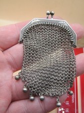 Antique Continetal Silver Chainmail Purse With Chatelaine Chain