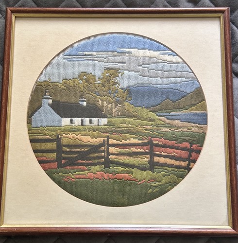 Vintage framed needlepoint - framed,
