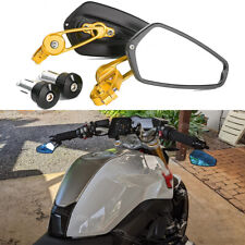 Pair Motorcycle 7/8" Gold Bar End Rearview Mirrors For R1200R S1000R F900R F800R