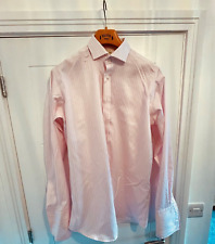 Hawes & Curtis Premium Non-Iron Shirt - Pink/White Stripe, 16" Neck, French Cuff