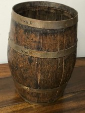 Antique Victorian Oak Whisky Barrel With Brass Hall Stick / Umbrella Stand