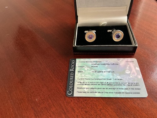 Amethyst greek key titanium - amethyst,