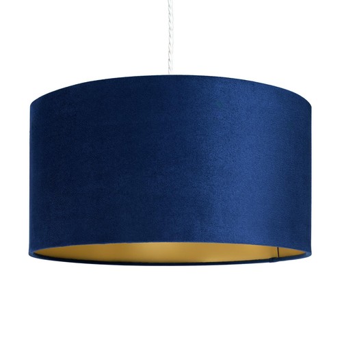 Navy blue velvet drum - drum, lamp