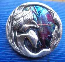 Pat Cheney John Ditchfield Glass  Stg Silver Art  Nouveau Design Brooch Pendant