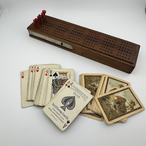 Antique wood cribbage board - antique,