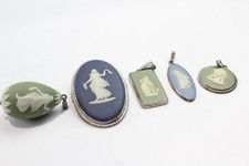 Wedgwood Sterling Silver Jewellery Jasperware Neoclassical Sage Egg Navy x 5