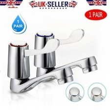 Chrome Lever Basin Taps Pair of Bathroom Sink Taps for Basin Hot and Cold Water