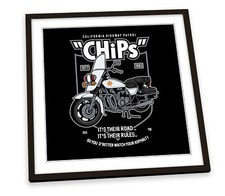 CHiPs Motorcycle Police Highway Patrol FRAMED ART PRINT Picture Square Artwork