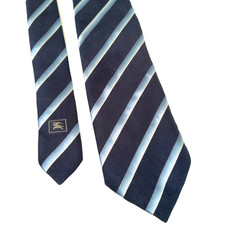 Burberry London Genuine 100% Silk Blue Stripe Formal Tie Made in Italy