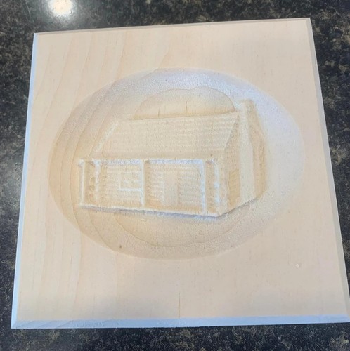 Log cabin engraving trim wood - engraving,