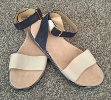 CLARKS Navy & White Leather