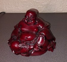 lucky buddha laughing buddha stone heavy paperweight in woodcolour