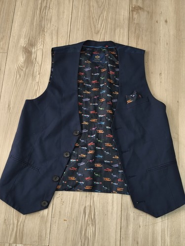Boys navy blue suit waistcoat - navy,