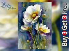 White Poppy Watercolour Print