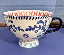 Tesco Hand Painted Freya Large Coffee Tea Mug Blue Handle NEW B