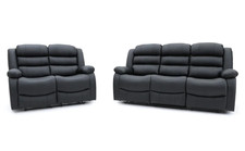 Large 3 + 2 Leather Recliner Seat Sofa Set - Black