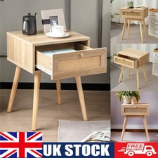 Urban Paradise Bedside Table Vintage Cane Side Table Cabinet Lamp Table Natural