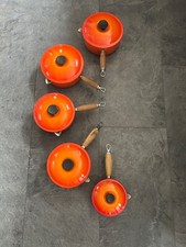 Beautiful Le Creuset cast iron saucepans set x 5 - Gradient Volcanic Orange