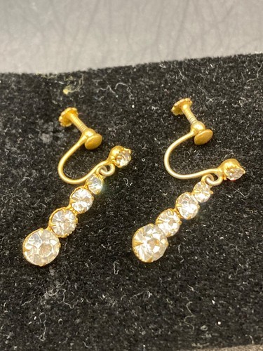 Vintage diamante drop earrings - drop,