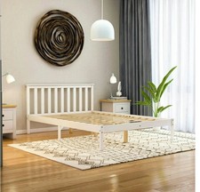 Milan 4ft6 Double Bed Wood Frame, Low Foot End, White, 135 x 190cm