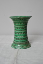 Vintage Moroccan Green Glazed Vase | Small Terracotta Pottery  | Flower Bud Vase