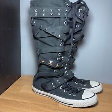 Converse CTAS XXHi 7 Strap Stud Zipper Knee High Lace Up Black Zip Up Boot sz 9