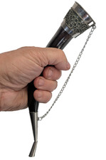 Vintage Silver Plated Domestic Cattle Cow Horn Bovine Drinking Horn 10in Long