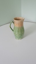 Beswick England Pottery, Jug, Pitcher, Vntge Art Deco, Green &Pale Beige/Brown