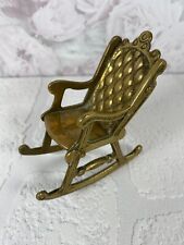 Vintage Old  Brass Decorative Display item Rocking chairs 3"