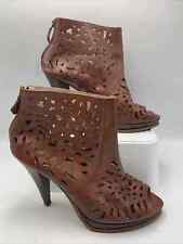 Oasis Brown Cut Out Ankle Boots. Very High Heel. Zip. Size 8. EU41