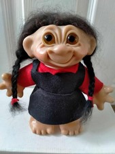Rare Vintage Dam Girl Troll 1960s made for USA market. Long black mohair.20 cm