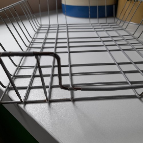 Grey wire letter tray - wire, retro