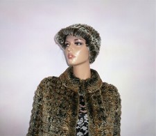 New Real Chinchilla Rex Rabbit Fur Hat Silver Fox Mink Hue for Coat Jacket M - L