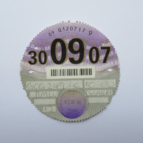 Road tax disc - road, september