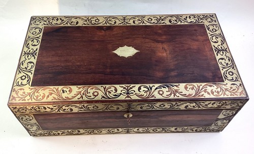 Antique rosewood brass inlaid - antique,