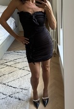 Zara Black Ruffle Bandeau Dress New Small