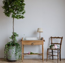 Antique French Oak Dressing Table / Washstand with Marble Top & Drawer
