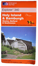 Ordnance Survey Explorer Map 340 Holy Island & Bamburgh Wooler Belford Seahouses