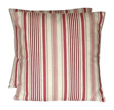 2 x Clarke & Clarke Belle Raspberry Beige Striped Cushion Covers 16” 18” 20” 22”