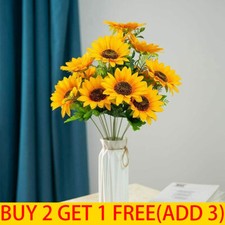 7 Heads Sunflowers Artificial Fake Silk Flower Bouquet Garden Party Wedding Home