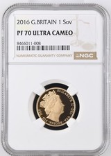 2016 Royal Mint UK Gold Proof James Butler Portrait Full Sovereign NGC PF70